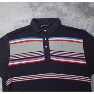 Travis Mathew USA Golf Polo Men's Short Sleeve Shirt SZ M Red,White,Blue Stripes